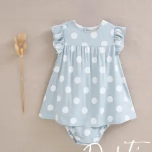 vestido bebe lunares en azul con braguita