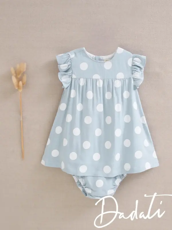 vestido bebe lunares en azul con braguita