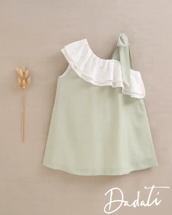 vestido niña verde con volantes