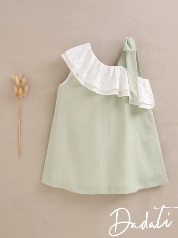 vestido niña verde con volantes