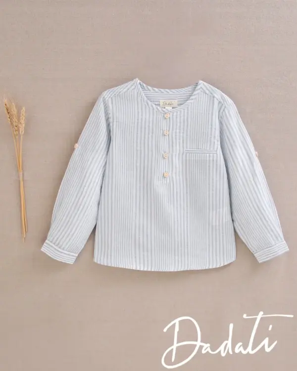CAMISA NIÑO RAYAS VERDE BOTONES