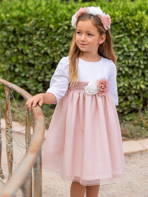 Vestido Tul Niña Manga