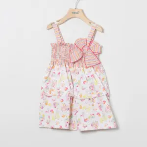 vestido  niña tirantes estampado de mariposas con cuerpo engomado
