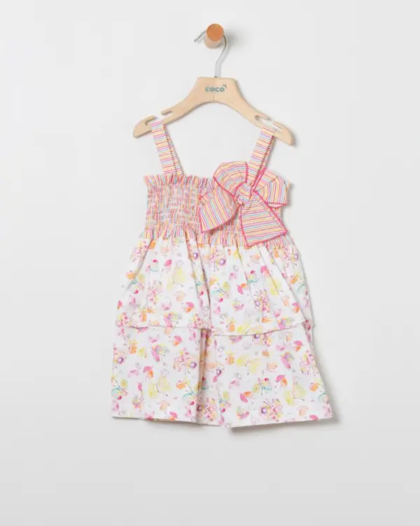 vestido  niña tirantes estampado de mariposas con cuerpo engomado