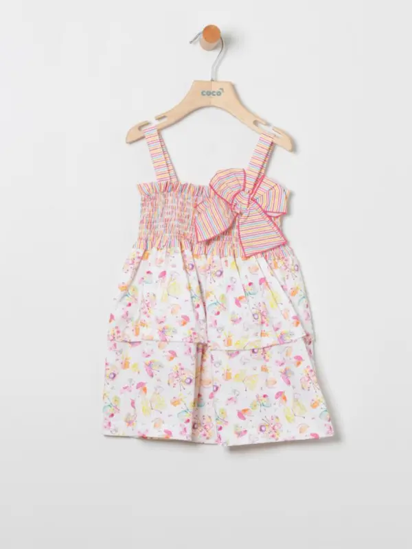 vestido  niña tirantes estampado de mariposas con cuerpo engomado