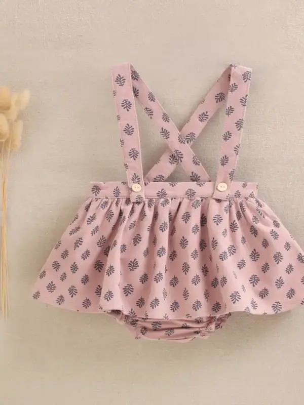 Ranita de bebé niña en rosa con estampado de hojas