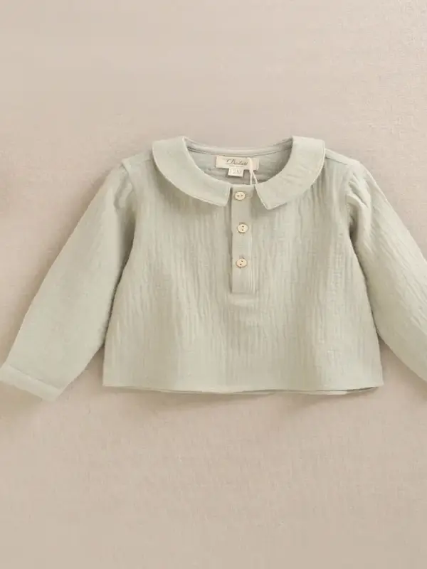 Camisa de bebé niño de muselina color verde