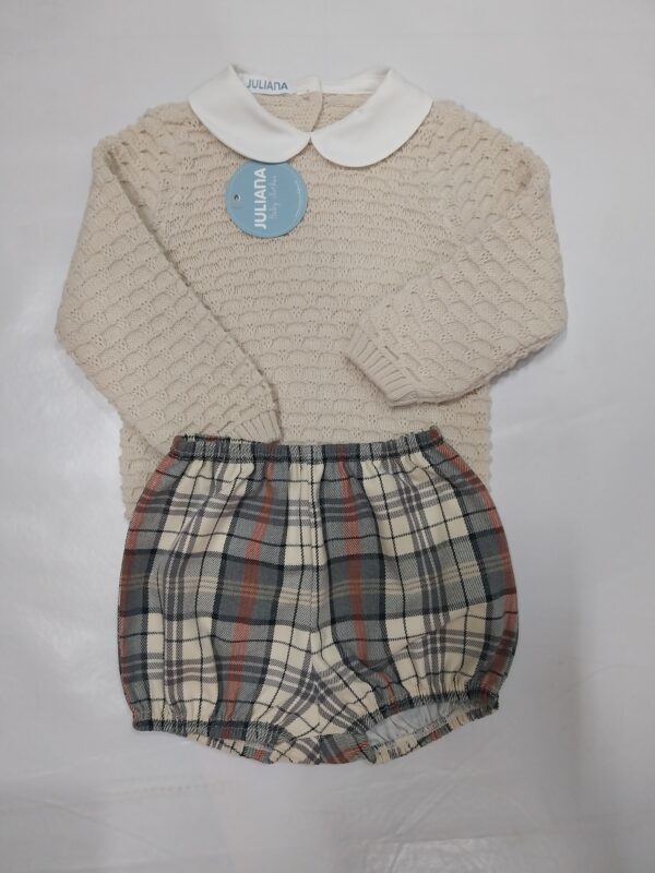 Conjunto bebe Juliana cuadros vicky beige