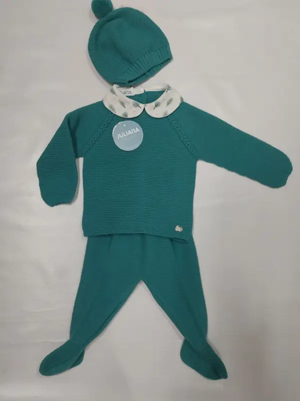 Conjunto juliana bebe trenzas cuello hojitas