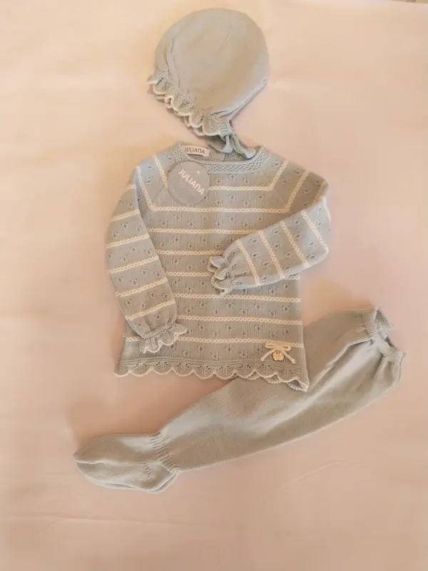 Conjunto rayado trenzas agua marina